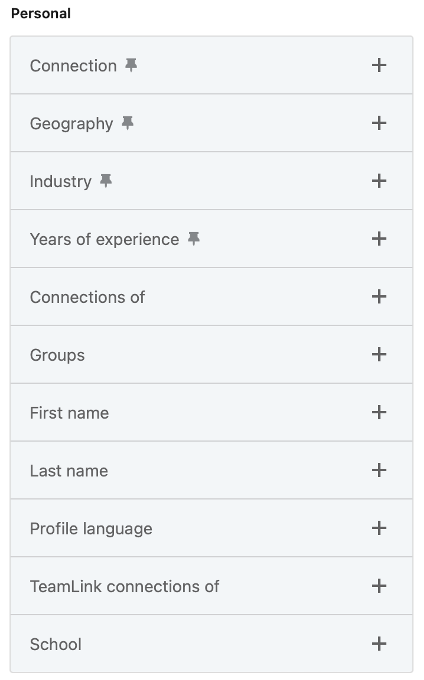 Snapshot of Lead Search Filter in LinkedIn