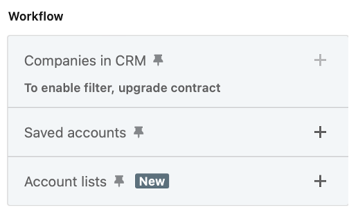 Snapshot of Workflow Filter in LinkedIn