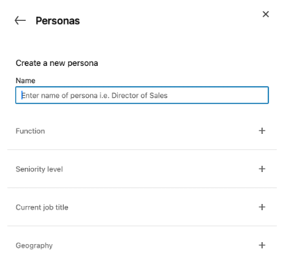 Image showing how create Personas in LinkedIn